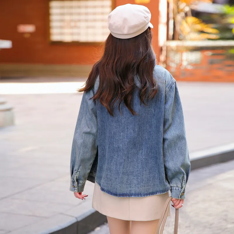Emodues Denim Jacket Women's Dark Blue-1