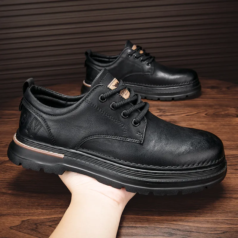 ARTHURBUILL Men's Casual Shoes Men Low Top Black Khaki-7