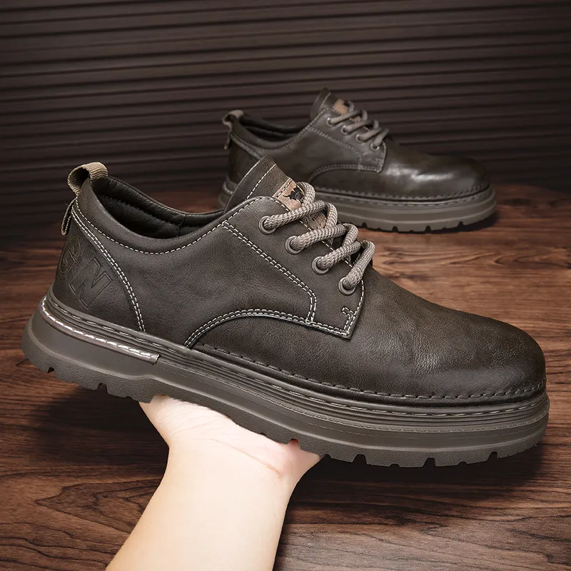 ARTHURBUILL Men's Casual Shoes Men Low Top Black Khaki-2