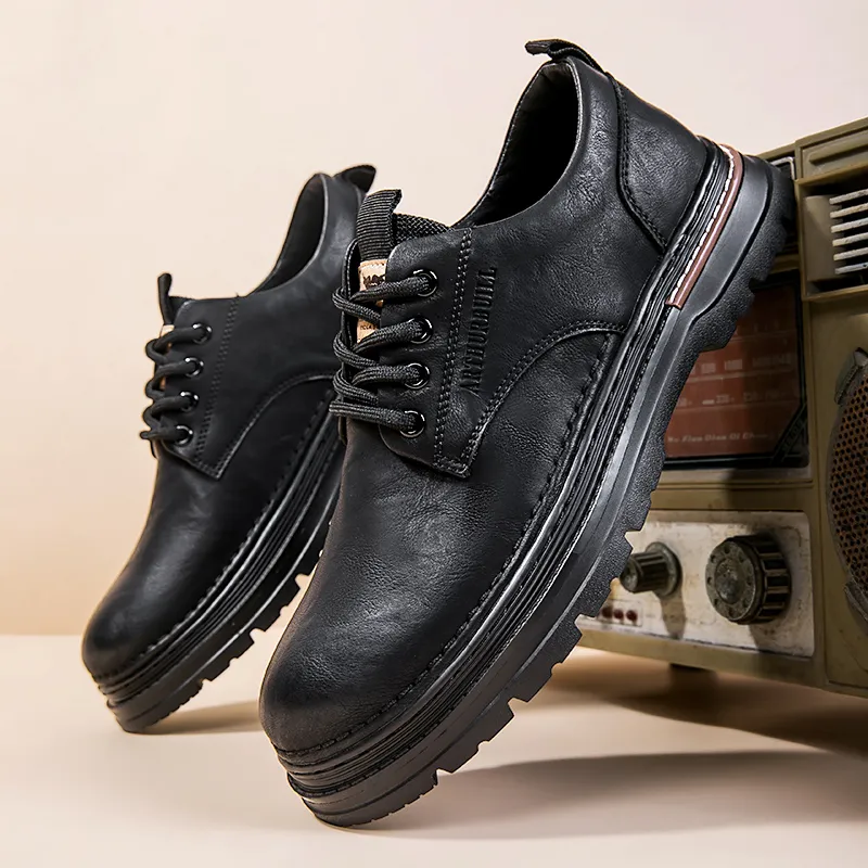 ARTHURBUILL Men's Casual Shoes Men Low Top Black/Khaki-5