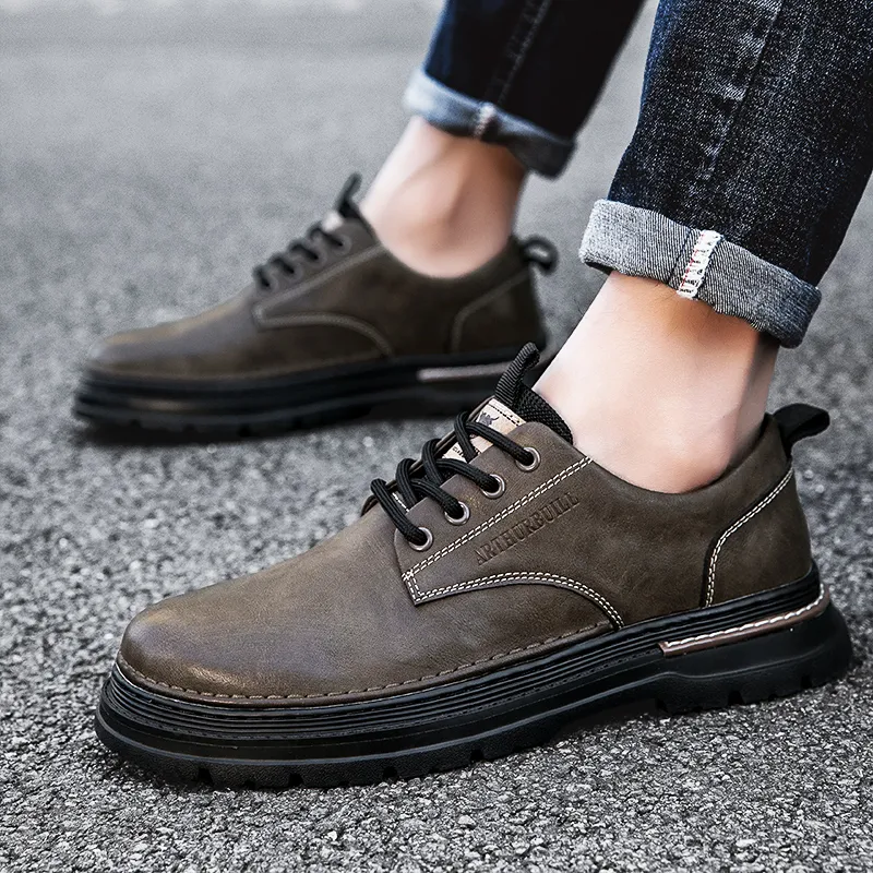 ARTHURBUILL Men's Casual Shoes Men Low Top Black/Khaki-11