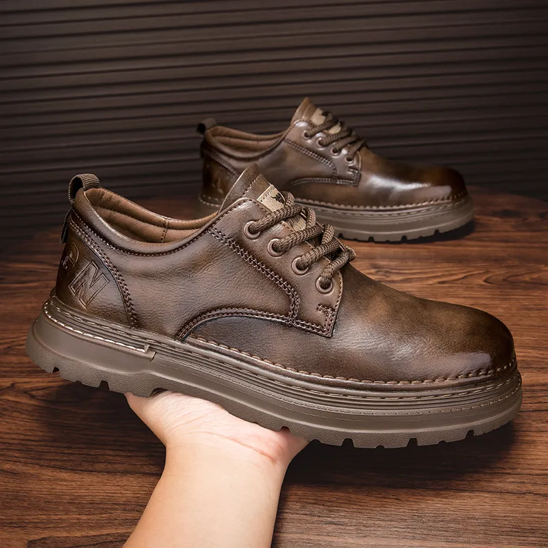 ARTHURBUILL Men's Casual Shoes Men Low Top Black Khaki-11
