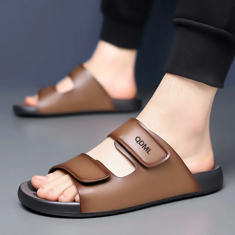 Qiandongmeili Stitching Abrasion Resistant Slide Slippers Men's-6
