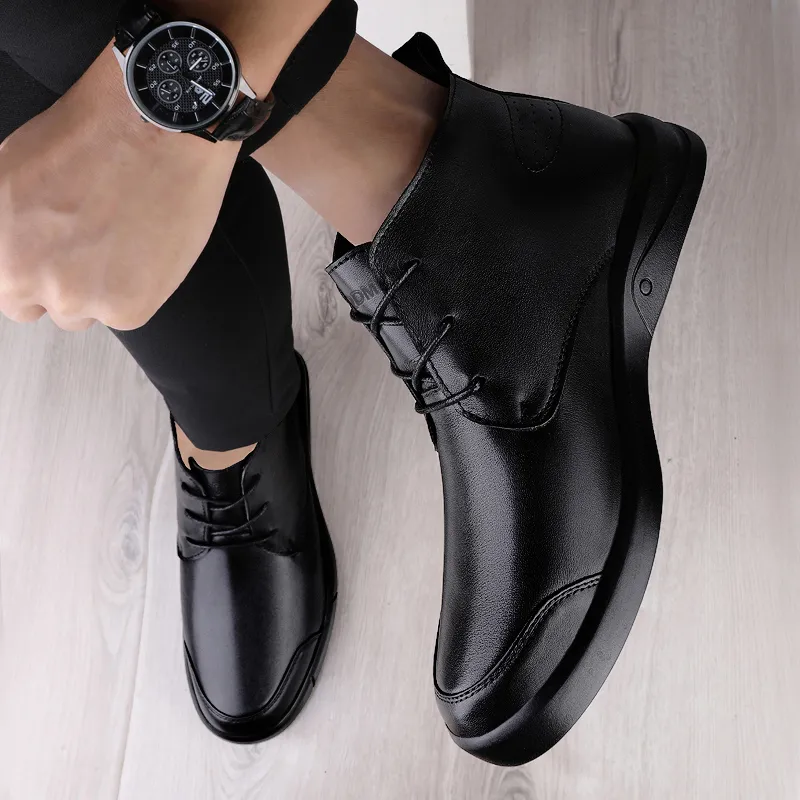 Qiandongmeili Ankle Boots Men's Black-4