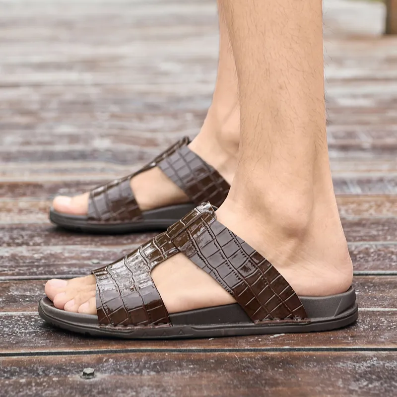 Qiandongmeili PU Polyurethane Odor Resistant Slide Slippers Men's-5
