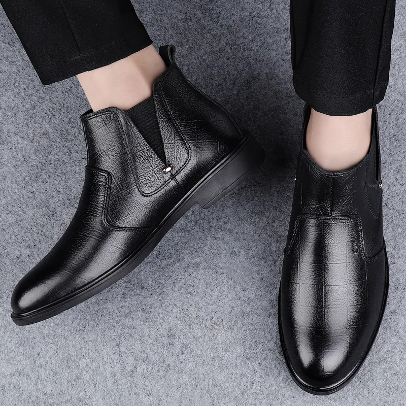 Qiandongmeili Chelsea Boots Men Black-3