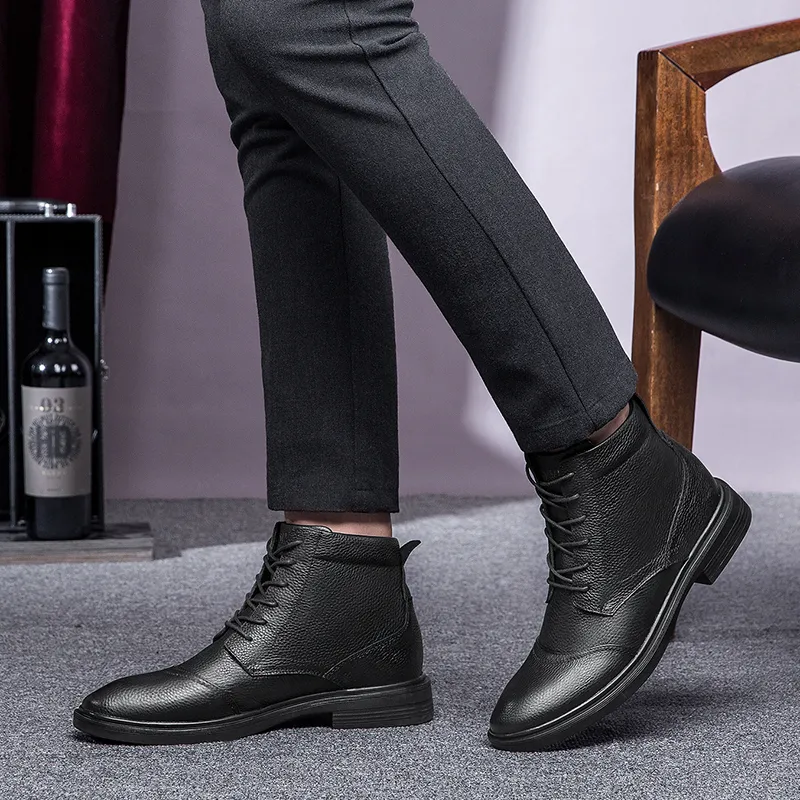 Qiandongmeili Ankle Boots Unisex Black-5
