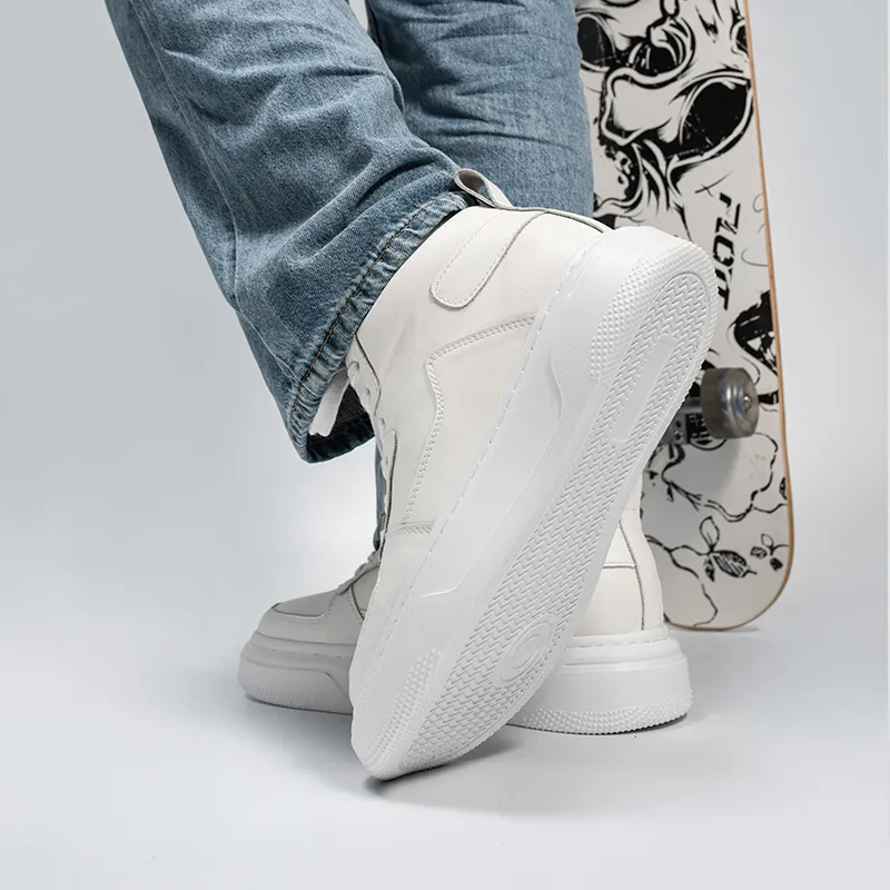 Qiandongmeili Thermal Height Increasing Waterproof Slip Resistant Mid Top Skateboard Shoes Unisex-13