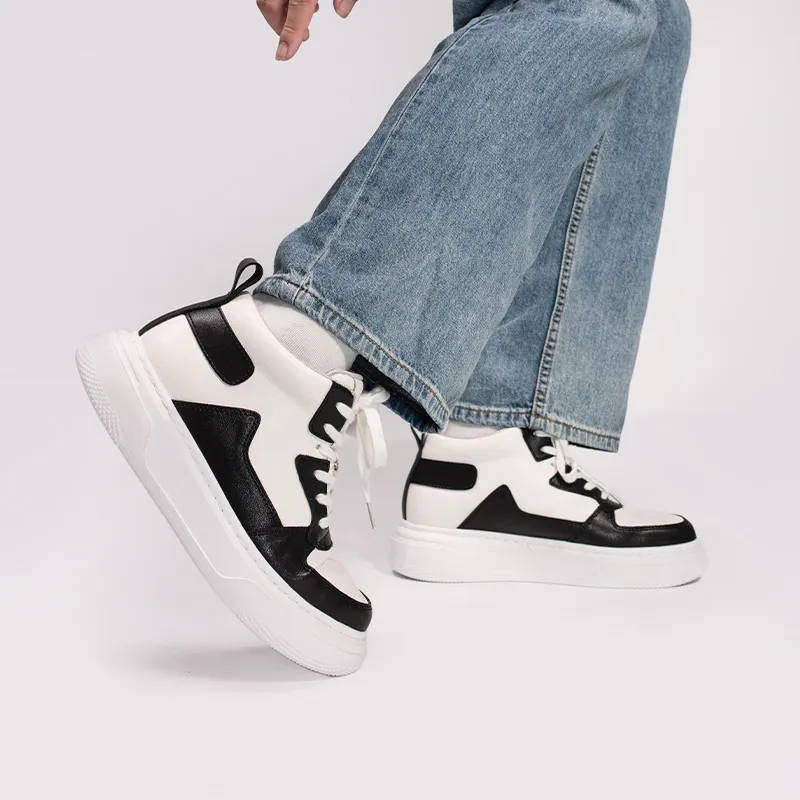 Qiandongmeili Thermal Height Increasing Waterproof Slip Resistant Mid Top Skateboard Shoes Unisex-2