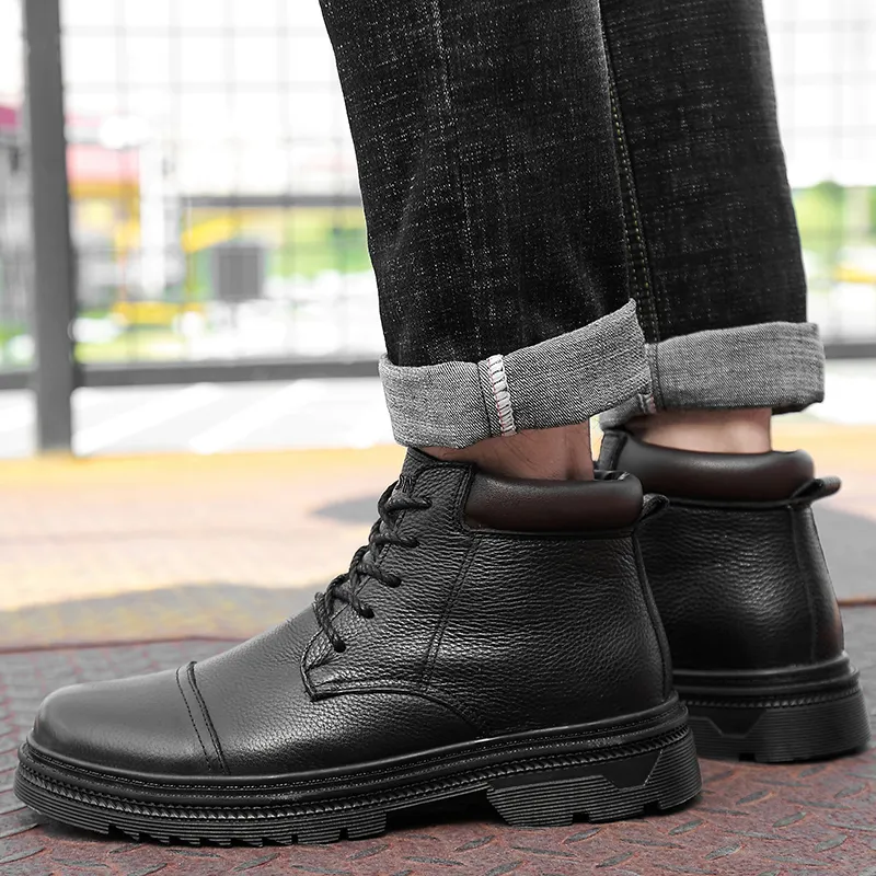Qiandongmeili Ankle Boots Men's Black-2