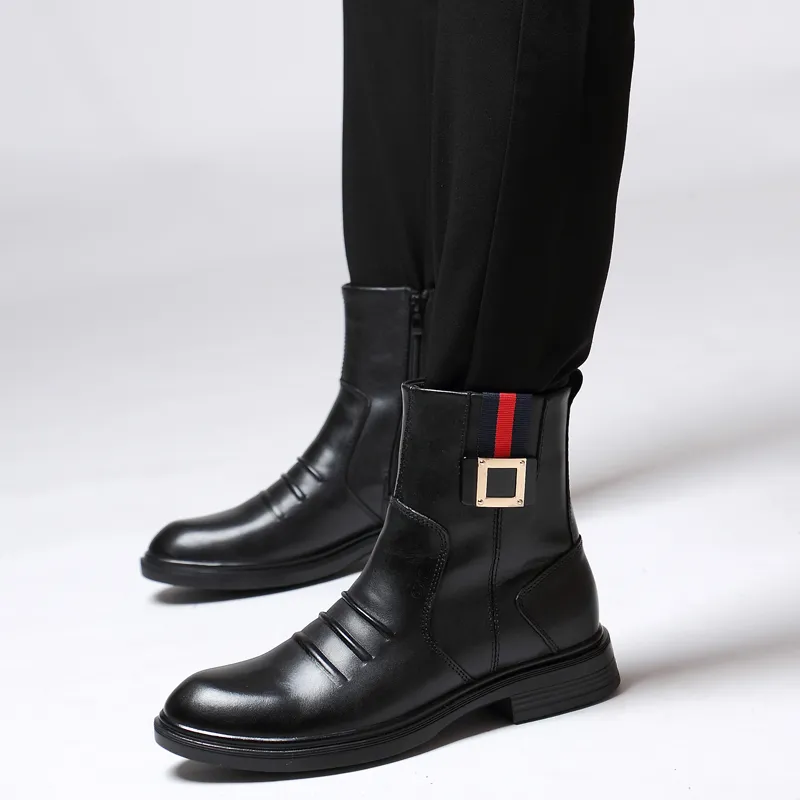 Qiandongmeili Ankle Boots Unisex Black-4