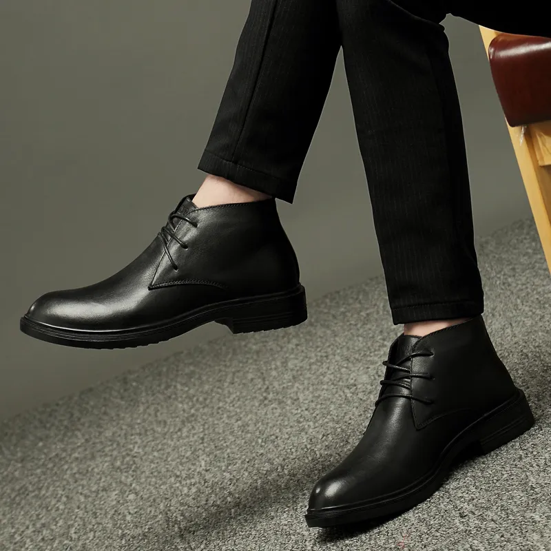 Qiandongmeili Ankle Boots Unisex Black-8