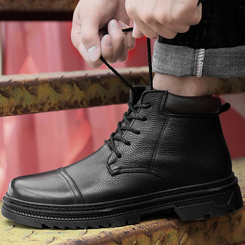 Qiandongmeili Ankle Boots Men's Black-9