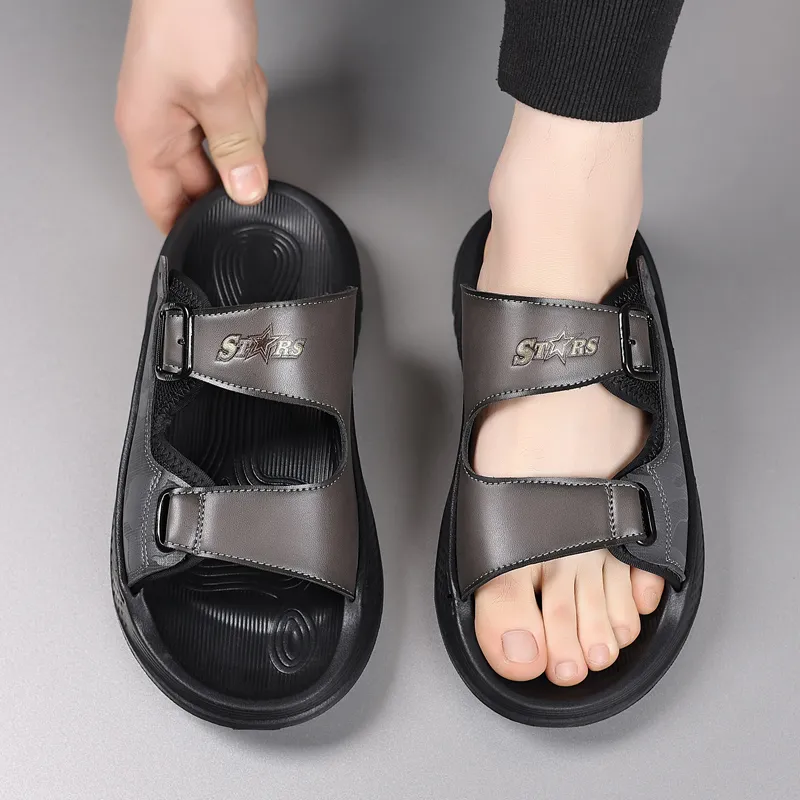 Qiandongmeili Stitching Slip Resistant Slide Slippers Men's-7