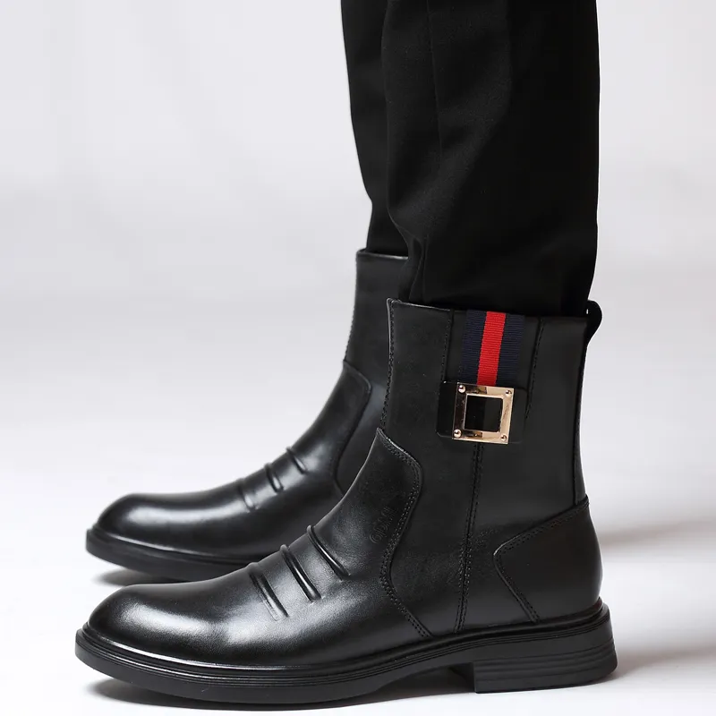 Qiandongmeili Ankle Boots Unisex Black-2