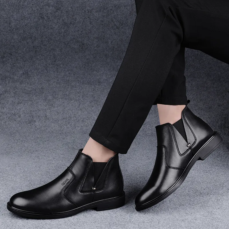 Qiandongmeili Chelsea Boots Men Black-7