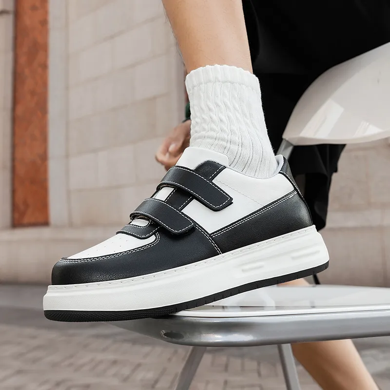 Qiandongmeili Cushioning Height Increasing Lightweight Low Top Skateboard Shoes Men's-3