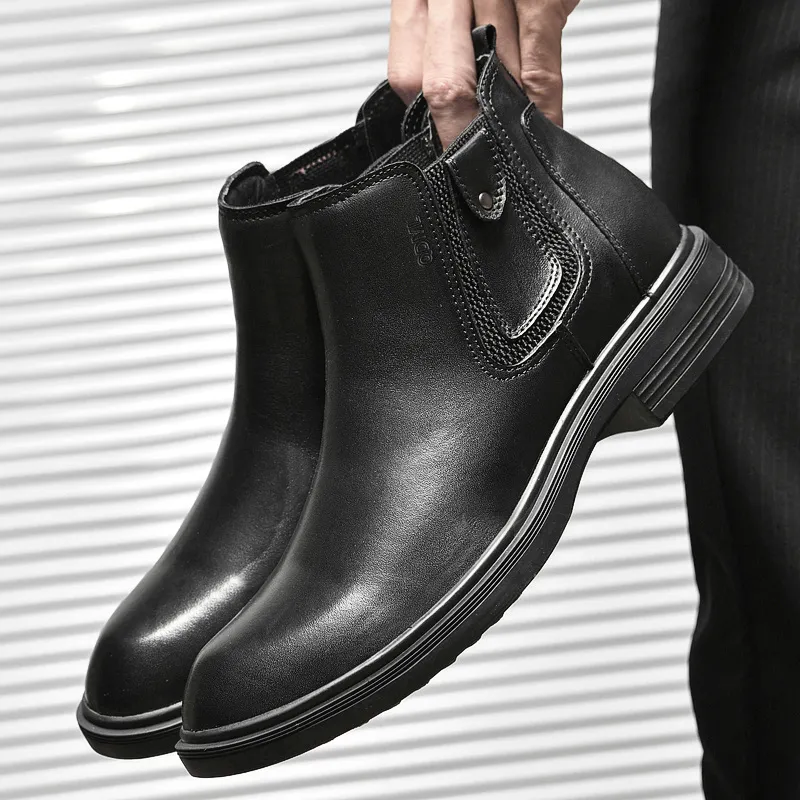 Qiandongmeili Ankle Boots Men's Black-2