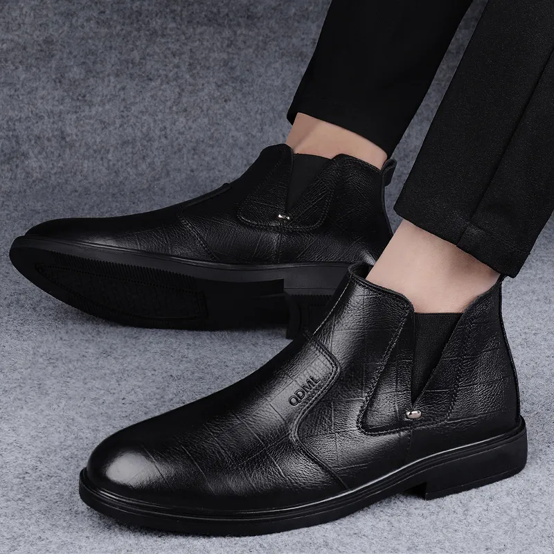 Qiandongmeili Chelsea Boots Men Black-4