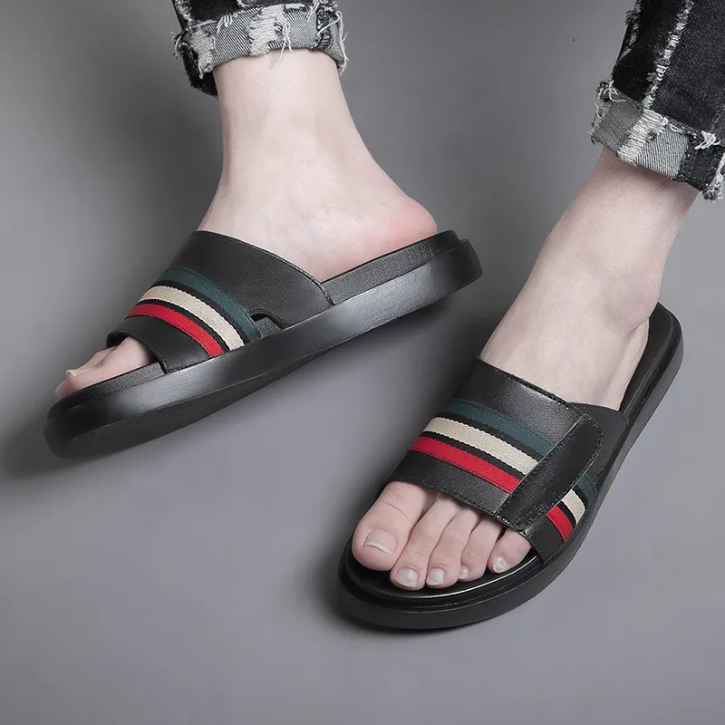 Qiandongmeili Quiet Slide Slippers Men's Black-3
