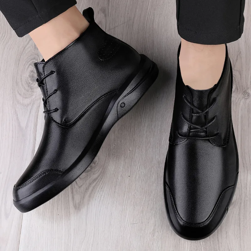 Qiandongmeili Ankle Boots Men's Black-3