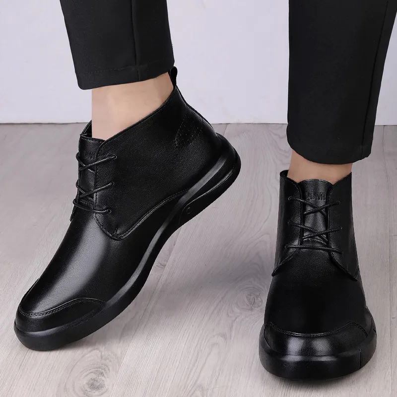 Qiandongmeili Ankle Boots Men's Black-2