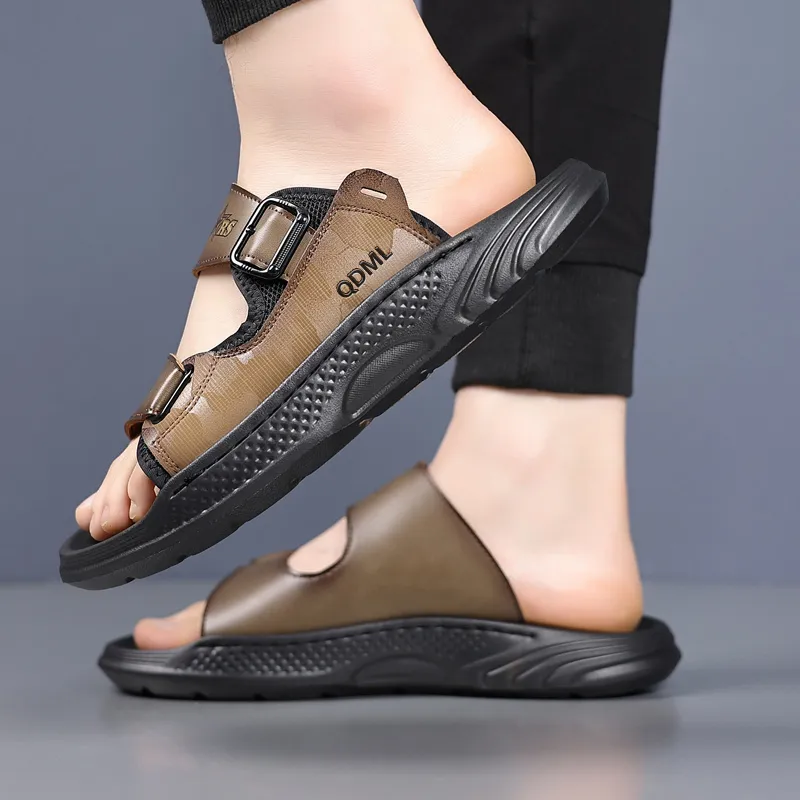 Qiandongmeili Stitching Slip Resistant Slide Slippers Men's-3