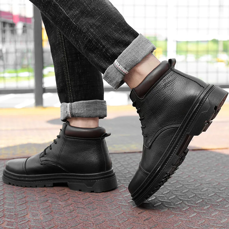 Qiandongmeili Ankle Boots Men's Black-3