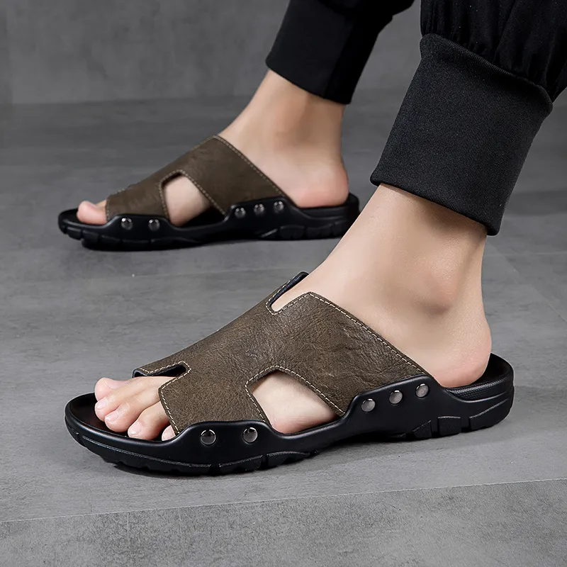Qiandongmeili Rubber Sole Slide Slippers Men's-4
