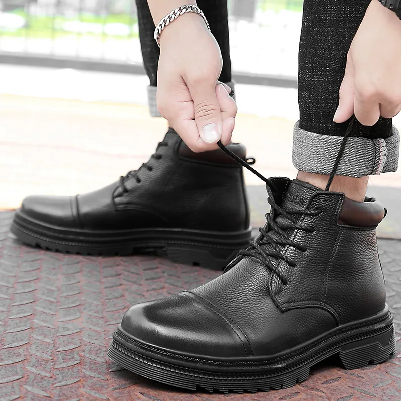 Qiandongmeili Ankle Boots Men's Black-7
