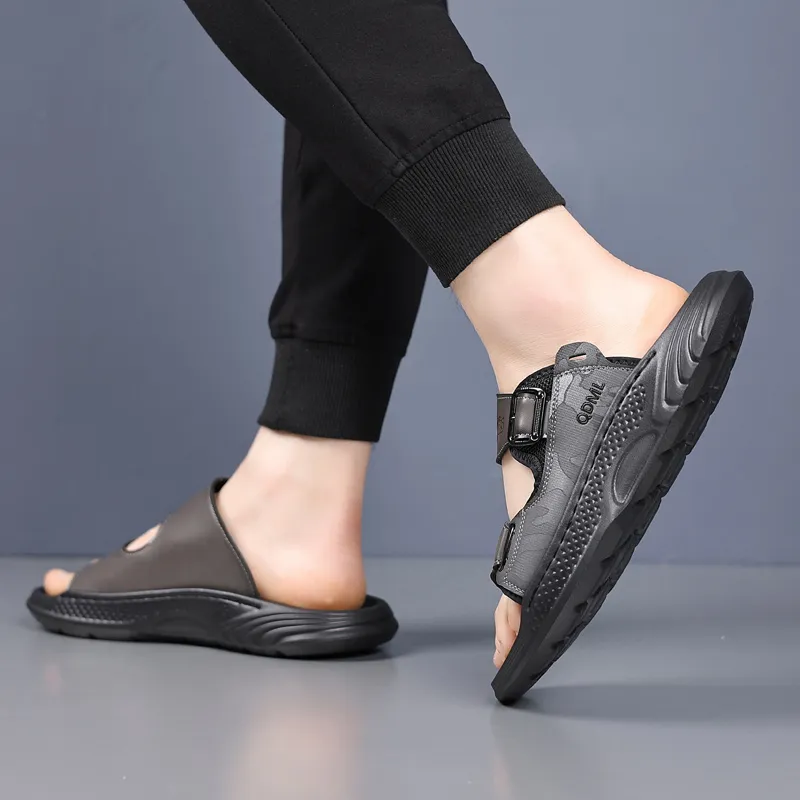 Qiandongmeili Stitching Slip Resistant Slide Slippers Men's-6