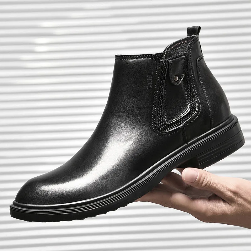 Qiandongmeili Ankle Boots Men's Black-3