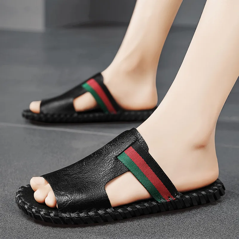 Qiandongmeili Rubber Sole Odor Resistant Slide Slippers Men's-3