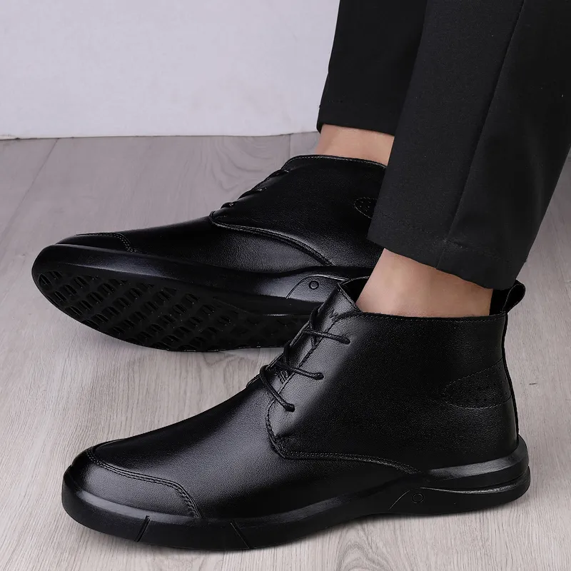 Qiandongmeili Ankle Boots Men's Black-8