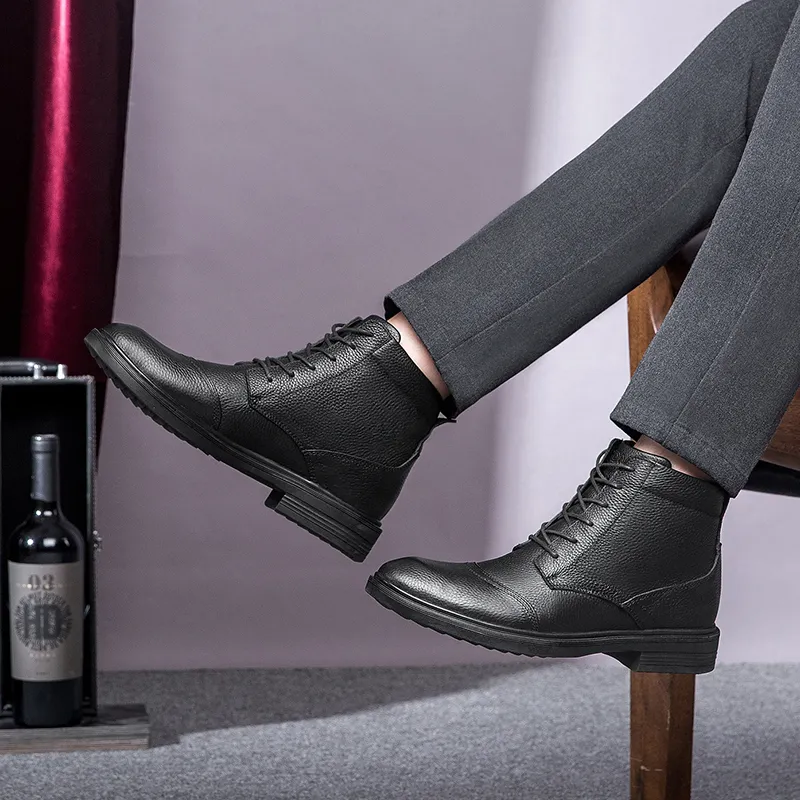 Qiandongmeili Ankle Boots Unisex Black-3