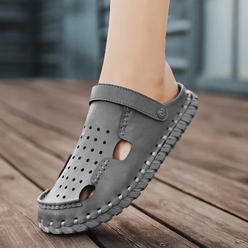 Qiandongmeili Rubber Sole Closed Toe Slippers Men's-4