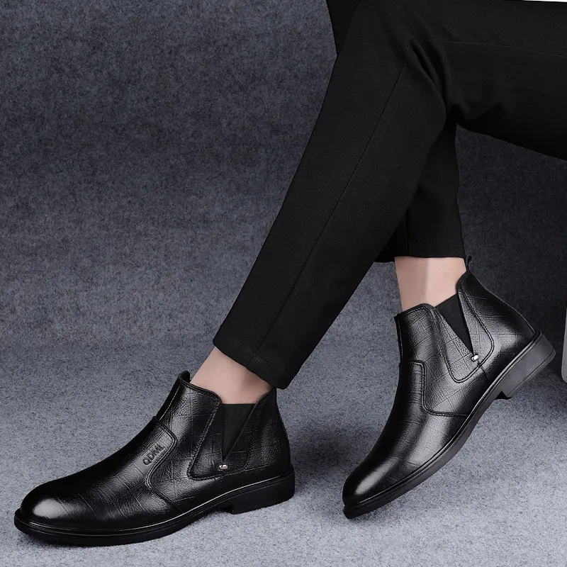 Qiandongmeili Chelsea Boots Men Black-2
