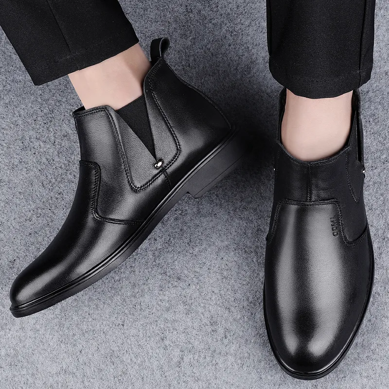 Qiandongmeili Chelsea Boots Men Black-6