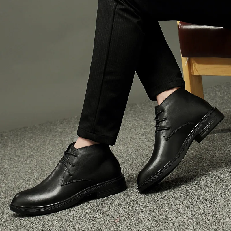 Qiandongmeili Ankle Boots Unisex Black-2