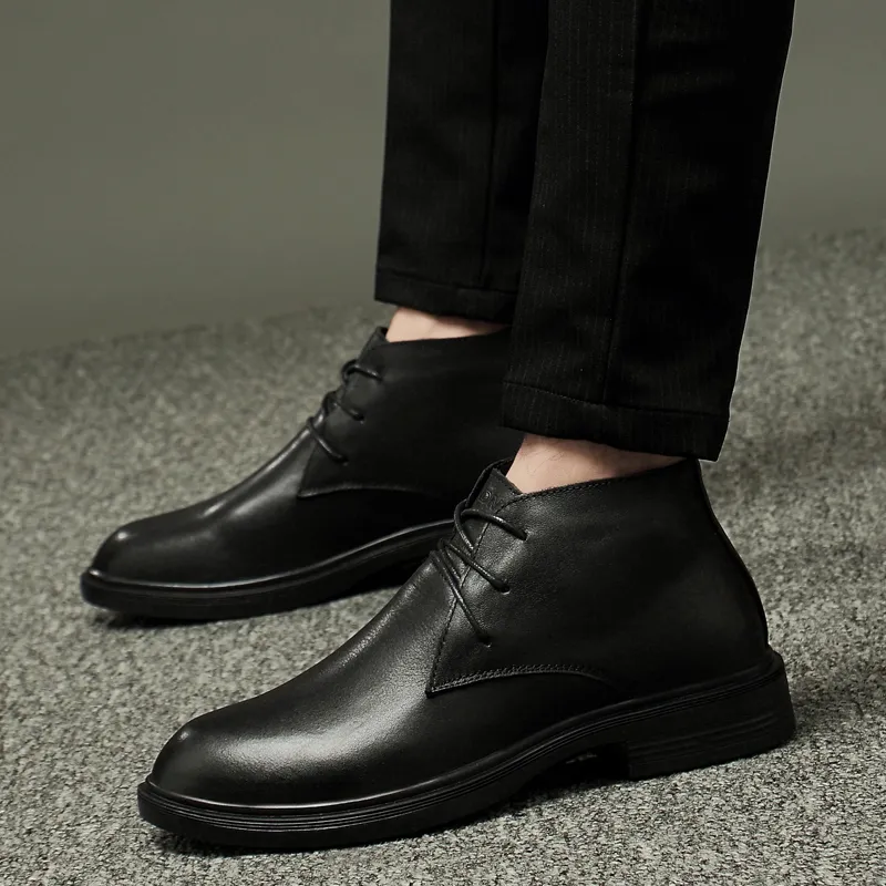Qiandongmeili Ankle Boots Unisex Black-6