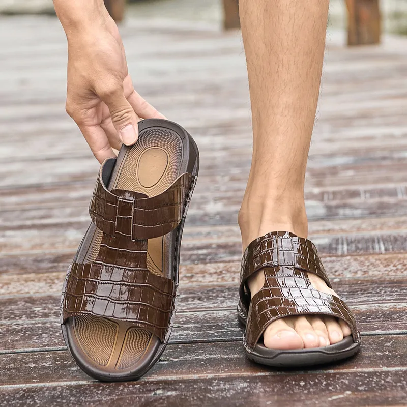 Qiandongmeili PU Polyurethane Odor Resistant Slide Slippers Men's-4