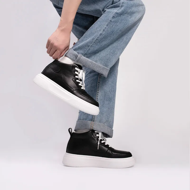 Qiandongmeili Thermal Height Increasing Waterproof Slip Resistant Mid Top Skateboard Shoes Unisex-9