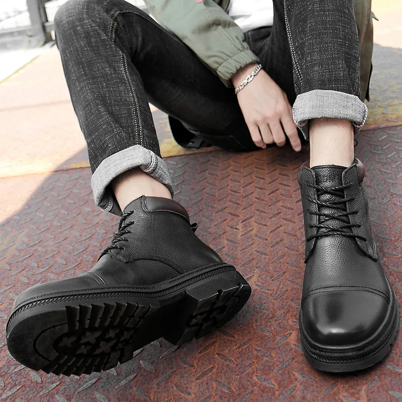 Qiandongmeili Ankle Boots Men's Black-8