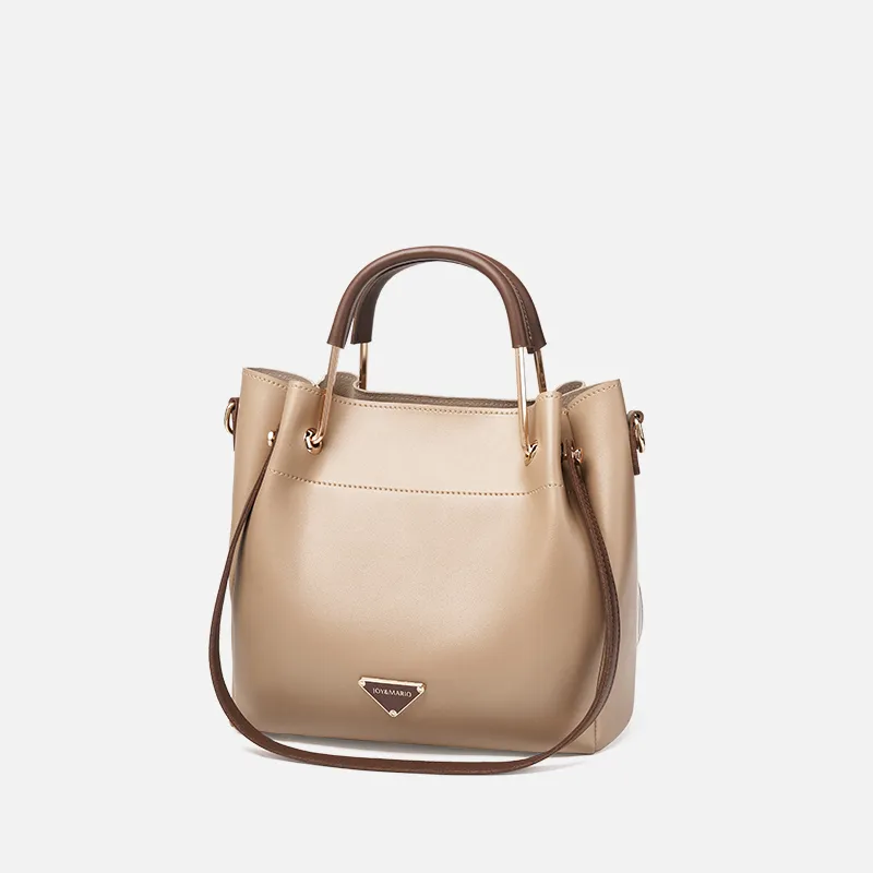 Joy&Mario Synthetic Leather Crossbody Handbag Women's Ecru & Brown/Cream Apricot & Coffee-11