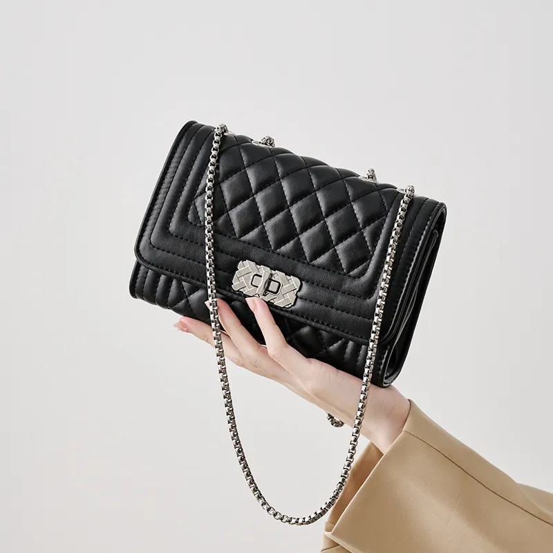Joy&Mario Lambskin Pattern Fashionable Practical Lightweight Commute Regular Women's Midnight Black/Milk White-1