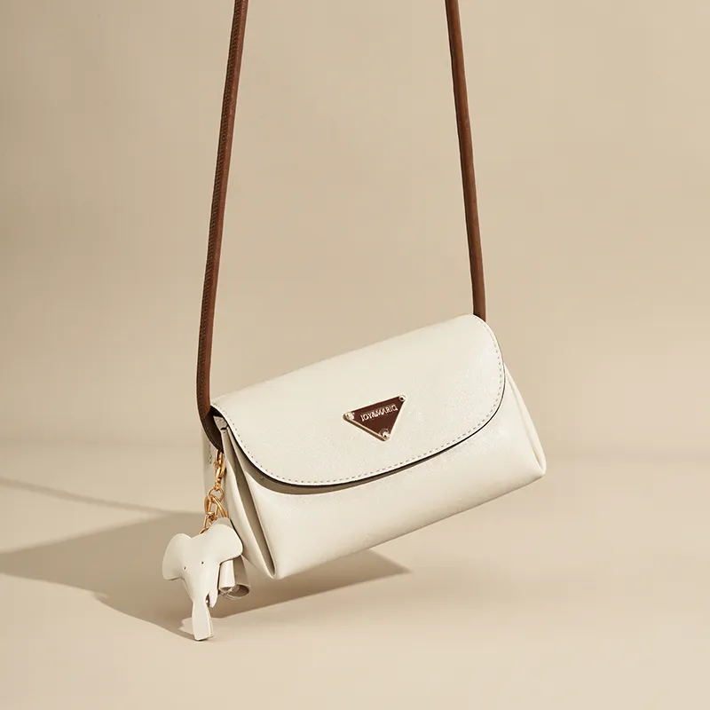 Joy&Mario Synthetic Leather Crossbody Bag Women's Ecru/Coffee-4