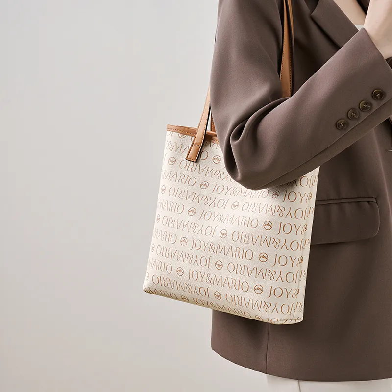 Joy&Mario PVC Lightweight Casual Commute Shoulder Bag Regular Women's Cocoa Coffee/Ecru/Honey Pomelo Yellow-6