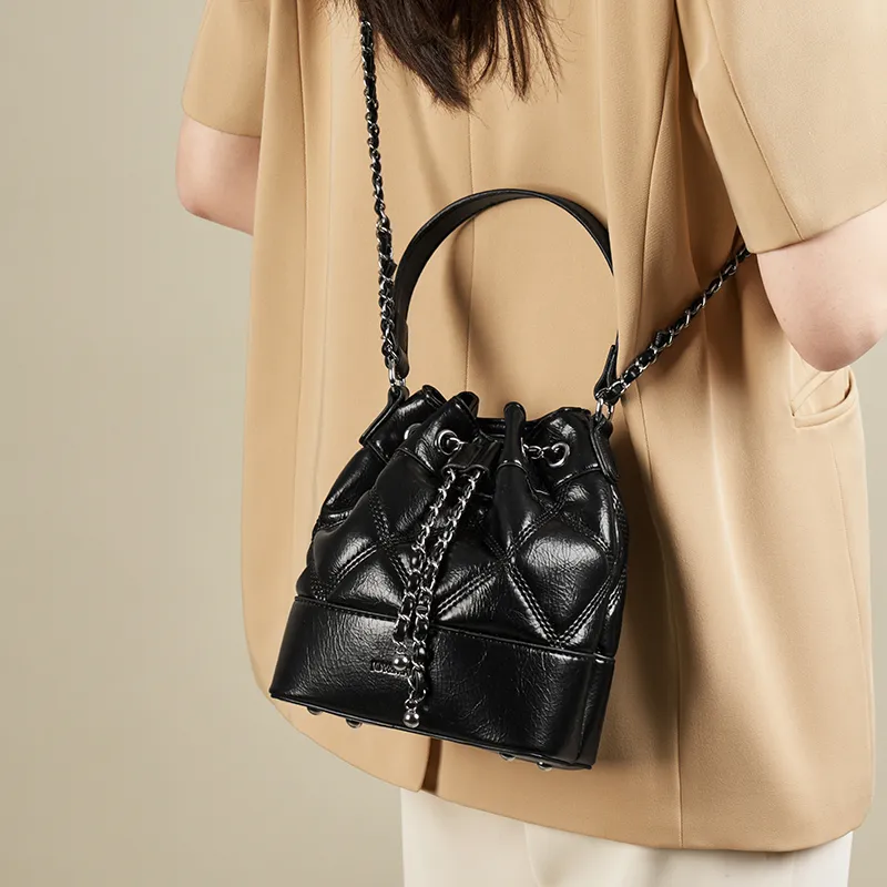Joy&Mario Synthetic Leather Handbag Women's Ecru/Classic Black-8