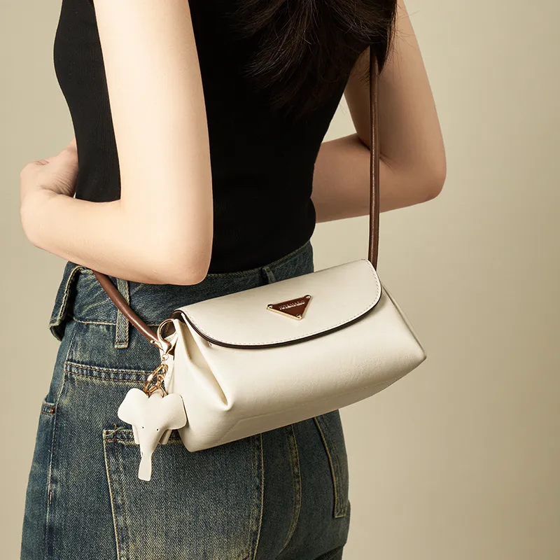 Joy&Mario Synthetic Leather Crossbody Bag Women's Ecru/Coffee-1