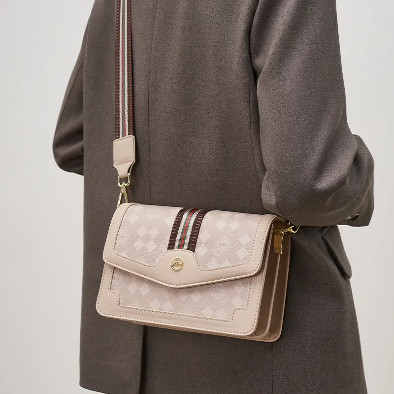 Joy&Mario PVC Practical Textured Lightweight Casual Commute Regular Women's Cream Apricot/Coffee-3
